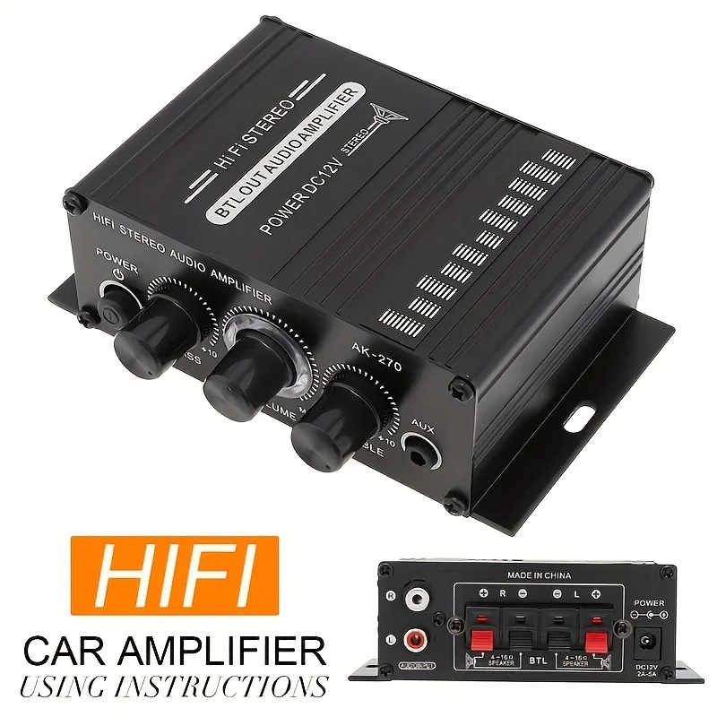 Home Cinema Idea - AK-270 400W Mini Güç Amplifikatörü 12V/24V